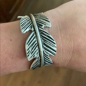 Silver feather cuff